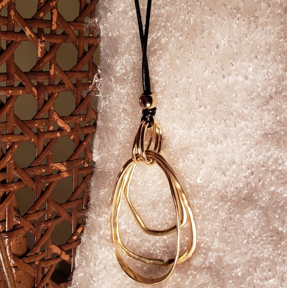 Gold Abstract Ring Statement Necklace